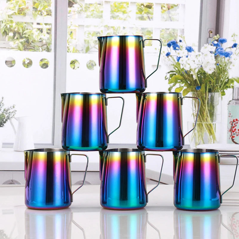 Colorful Stainless Steel Milk Frothing Pitcher – Latte Art Jug (350ml / 600ml)