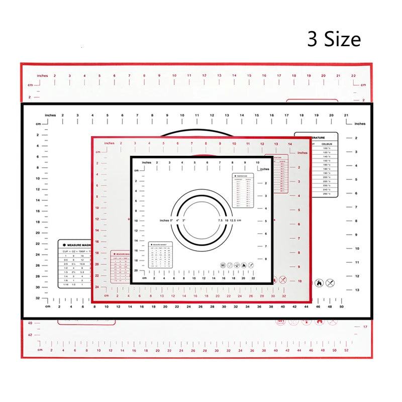 Silicone Baking Mat with Scale – Non-Stick Rolling Dough, Fondant & Pastry Mat | BPA-Free | 3 Sizes, 6 Colors