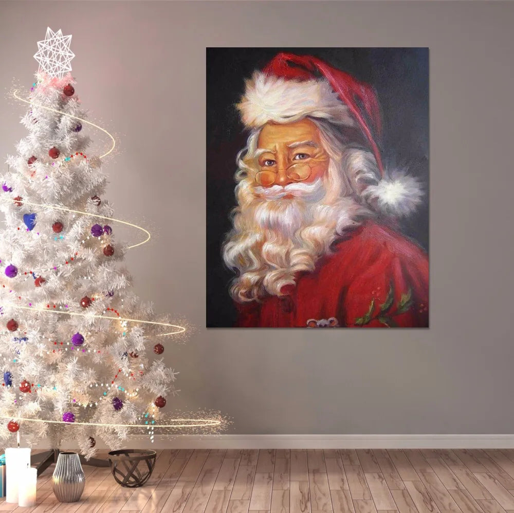 Large size Father Christmas oil painting Hand Painted Canvas Art Poster Figure Paintings For Living Room Wall portraiture Peaceful Pleasures Health and Wellness