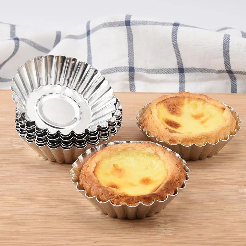 20-Pack Aluminum Chrysanthemum Egg Tart & Cake Mold Set | 7cm Reusable Baking Molds