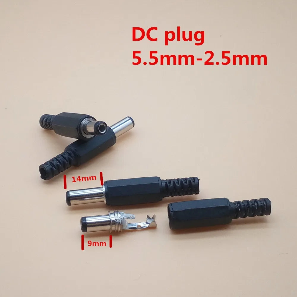 Black 2.5mm x 5.5mm 5.5*2.5mm DC Power Male Plug Jack Adapter 14mm/9mm Peaceful Pleasures Health and Wellness