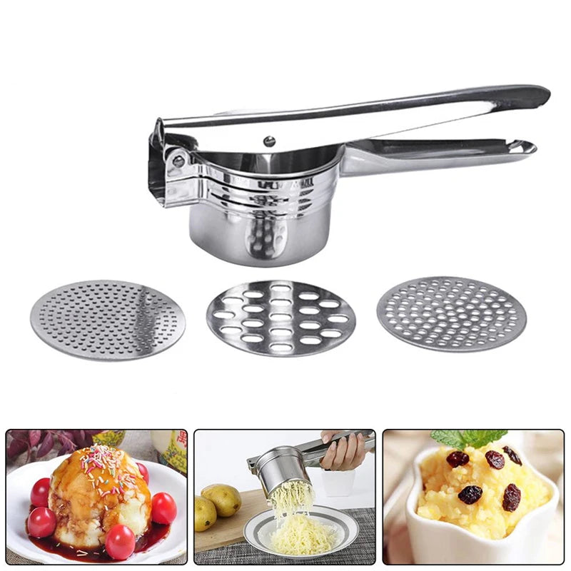 Stainless Steel Potato Ricer & Masher with 3 Interchangeable Discs Peaceful Pleasures Health and Wellness