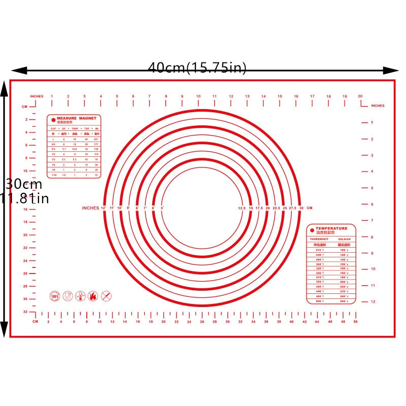 Thicken Paltinum Silicone Mat Knead Flour Pad Slim Non-stick Cooking Baking Mats Oven Cake Placemat 30X40cm Peaceful Pleasures Health and Wellness