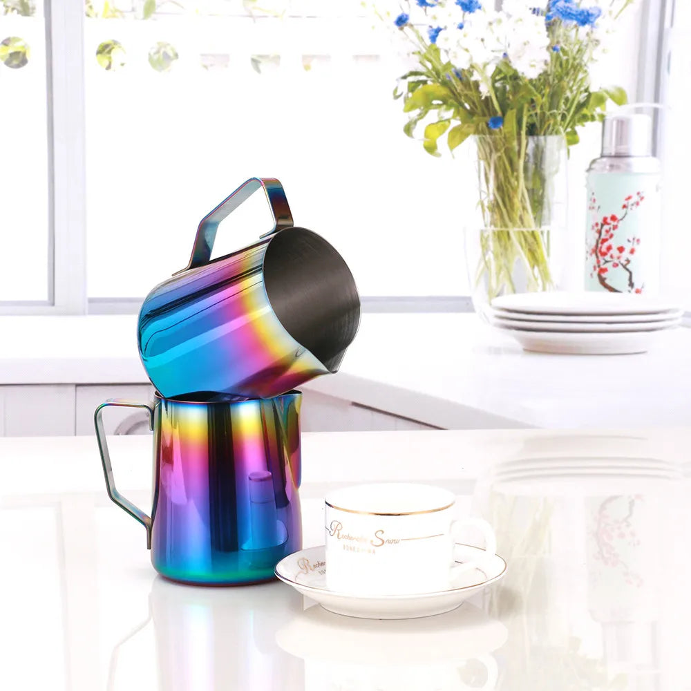Colorful Stainless Steel Milk Frothing Pitcher – Latte Art Jug (350ml / 600ml)