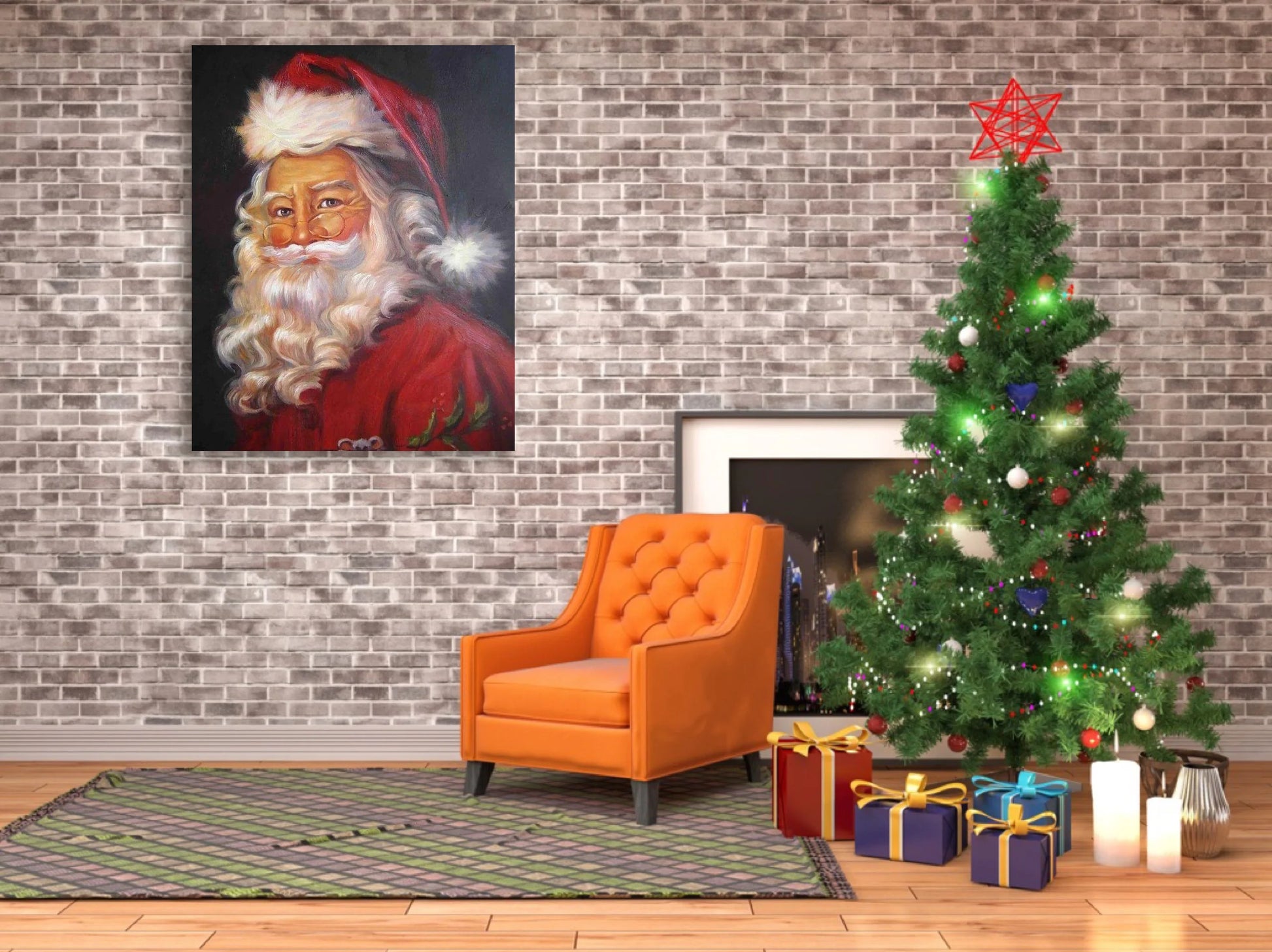 Large size Father Christmas oil painting Hand Painted Canvas Art Poster Figure Paintings For Living Room Wall portraiture Peaceful Pleasures Health and Wellness