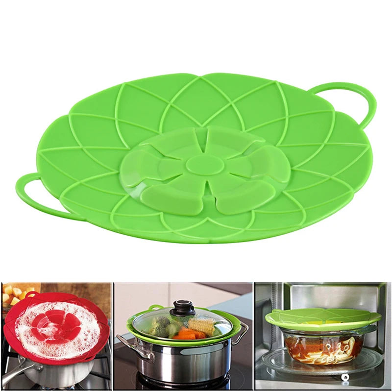 Silicone Lid Spill Stopper Cover for Pot Pan Kitchen Accessories Cooking Tools Flower Cookware Home Kitchen Accessories Gadgets Peaceful Pleasures Health and Wellness