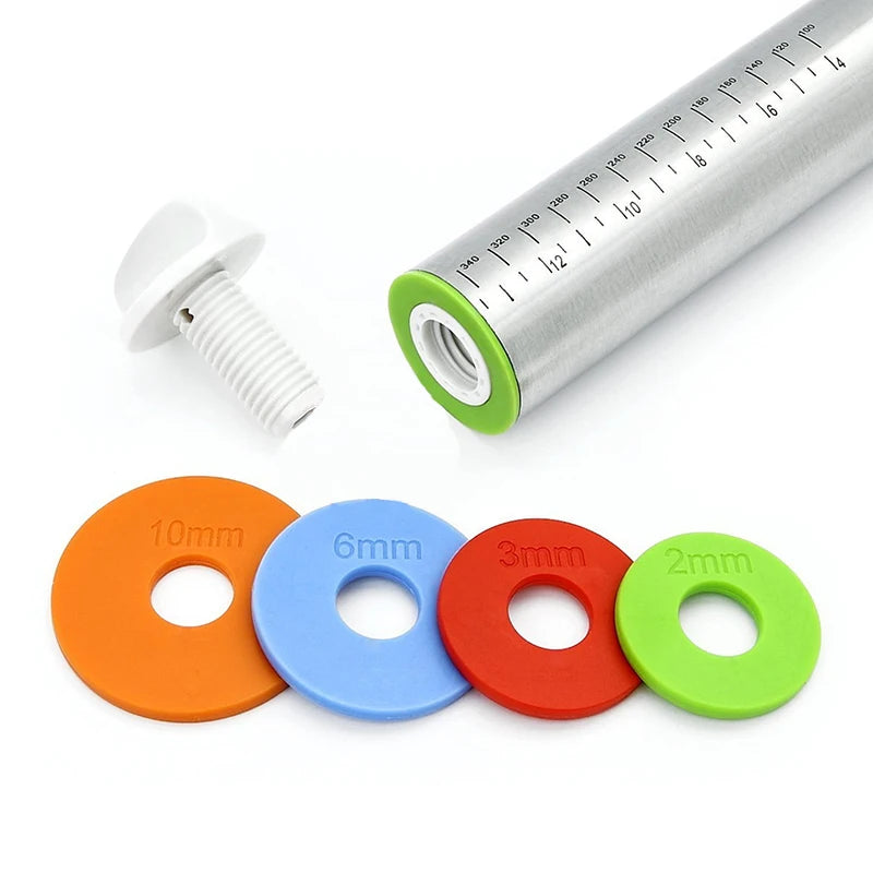 Length-Adjustable Stainless Steel Rolling Pin – 43cm, 4.5cm Diameter, for Fondant, Cake & Dough