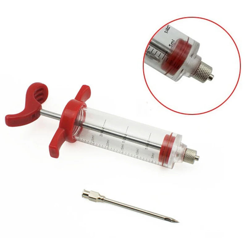 BBQ Meat Marinade Injector Syringe Set – Stainless Steel Needles, for Sauce & Spice Injection, Kitchen & Grilling