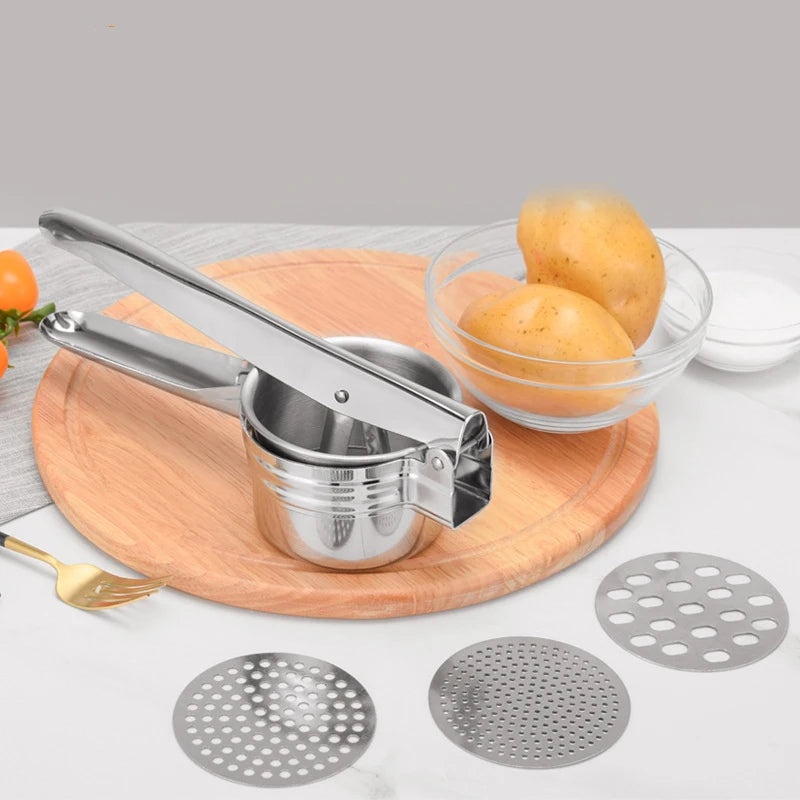 Stainless Steel Potato Ricer & Masher with 3 Interchangeable Discs Peaceful Pleasures Health and Wellness