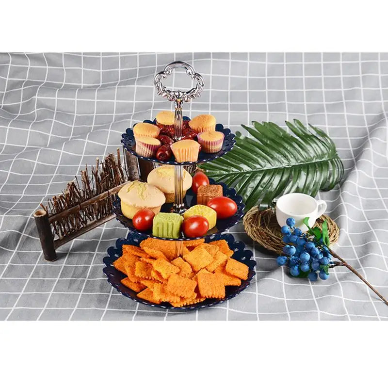3-Tier Detachable Cake Stand – Plastic Dessert, Fruit & Cupcake Display for Weddings, Birthdays & Parties