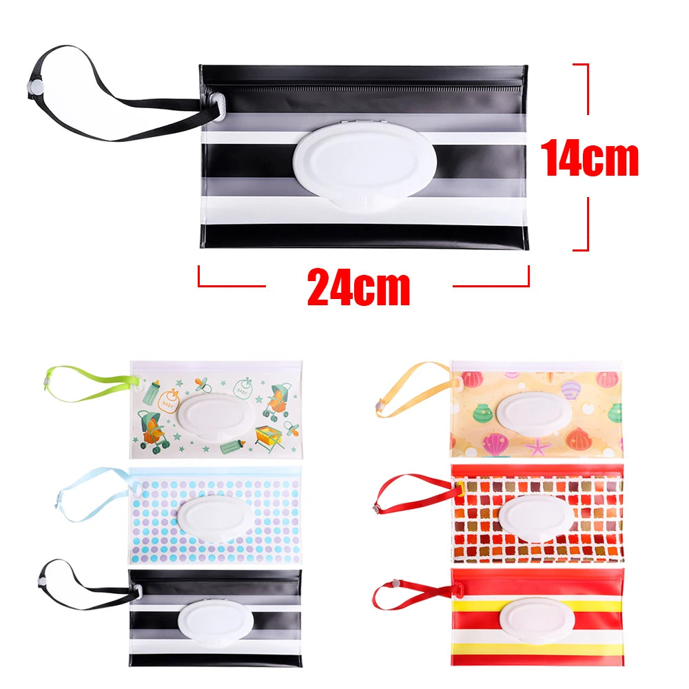 Baby Wet Wipes Carrying Case Pouch with Snap-Strap | Stroller