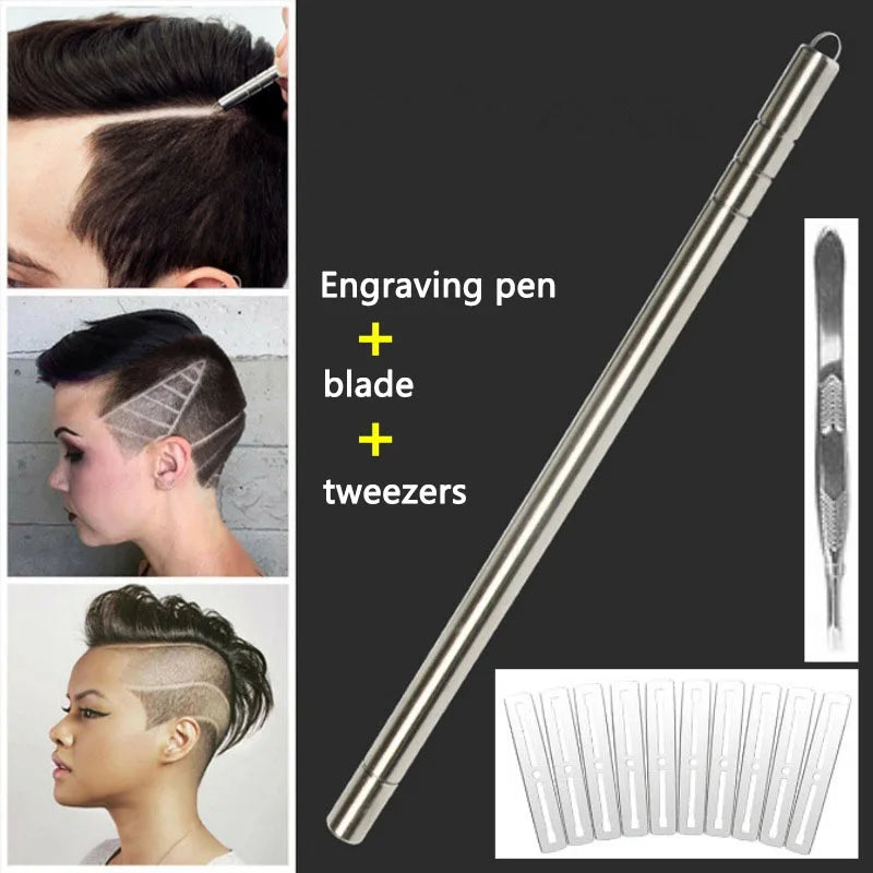 Hair Engraving Pen + 10 Blades – DIY Beard & Hair Styling Tool