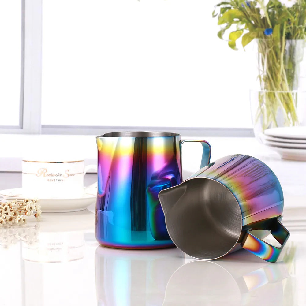 Colorful Stainless Steel Milk Frothing Pitcher – Latte Art Jug (350ml / 600ml)