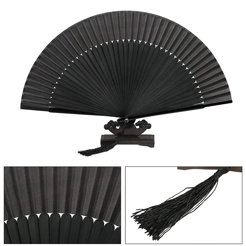 Bamboo Hand Fan Elegant Carved Hand Held Folding Fans Bamboo Wood Silk Folding Fans For Events Home Decoration Peaceful Pleasures Health and Wellness