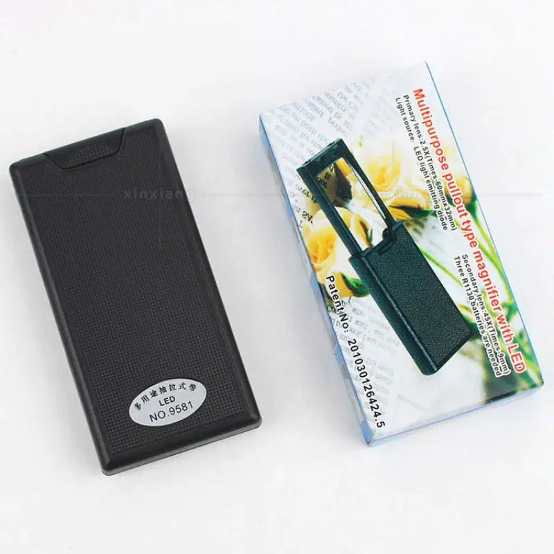 2.5X 45X Led Lamp Lighting Pull-Out Reading Reading Book Appraisal Antique Jewelry Handheld Reading Book Magnifying Glass Peaceful Pleasures Health and Wellness