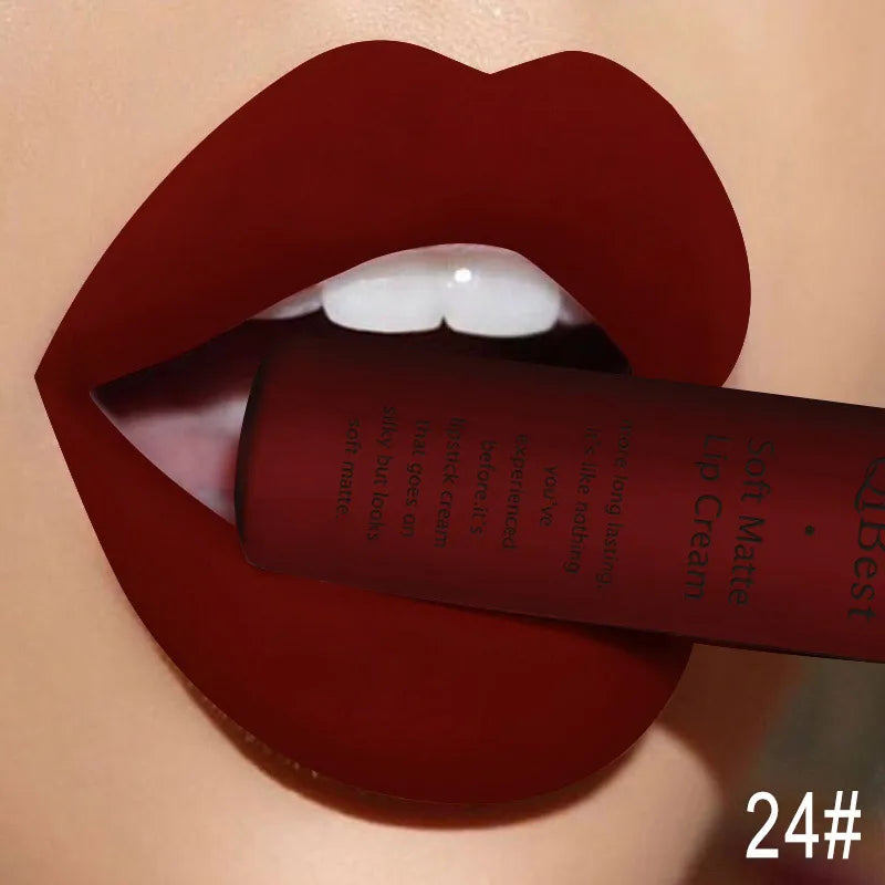 QIBEST Waterproof Lip Gloss Nude Matte Liquid Lipstick Long Lasting Lipgloss Lip Glace Black Lipstick Lip Tint Makeup For Women Peaceful Pleasures Health and Wellness