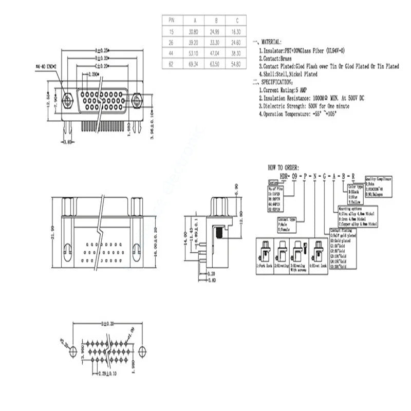 5pcs/Lot D-sub DB26 HDR26 Connector Male/Female Plug 26-pin 3-Row Right Angle Port Terminal Breakout Peaceful Pleasures Health and Wellness