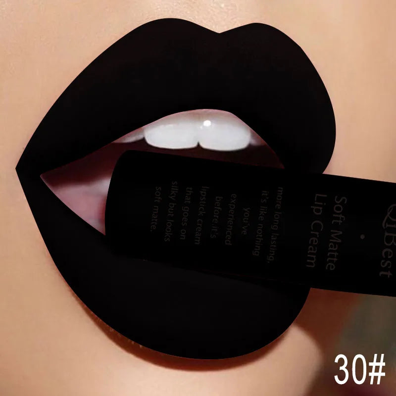 QIBEST Brand 34 Colors Liquid Lipstick Waterproof Matte Nude Lipstick Pigment Red Long Lasting Lip Gloss Women Makeup Lipgloss Peaceful Pleasures Health and Wellness 30