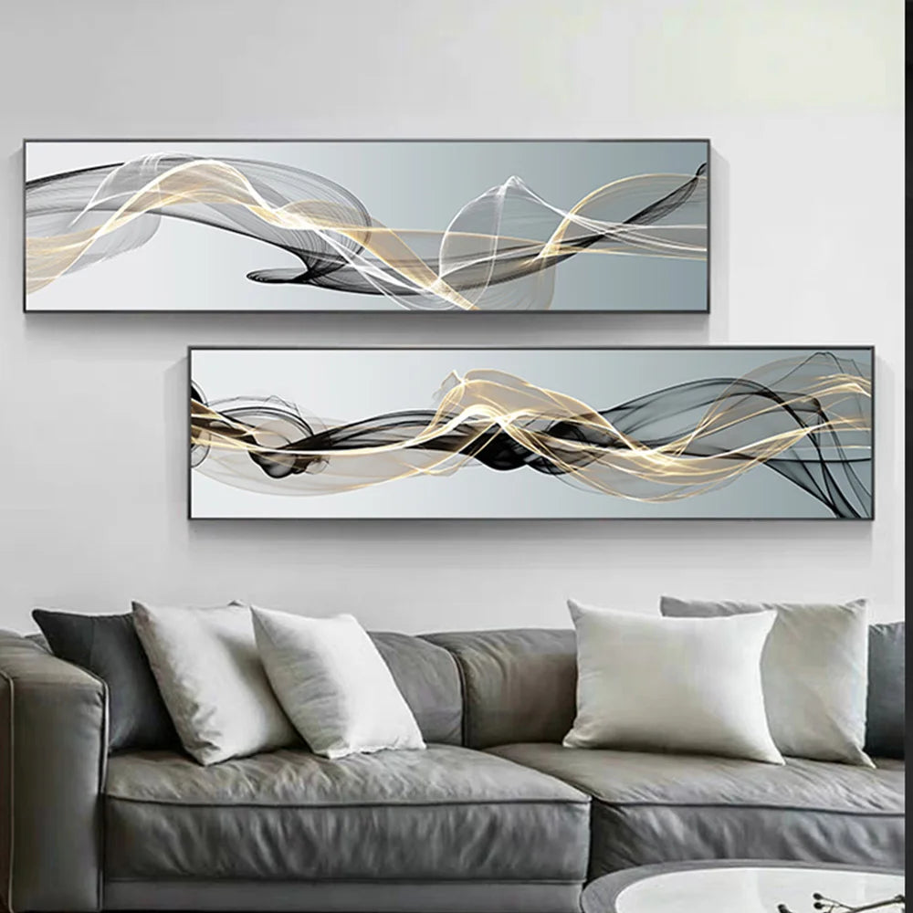 Modern Abstract Lines Canvas Painting Posters and Prints Nordic Wall Art Picture for Living Room Bedroom Luxury Home Decoration Peaceful Pleasures Health and Wellness