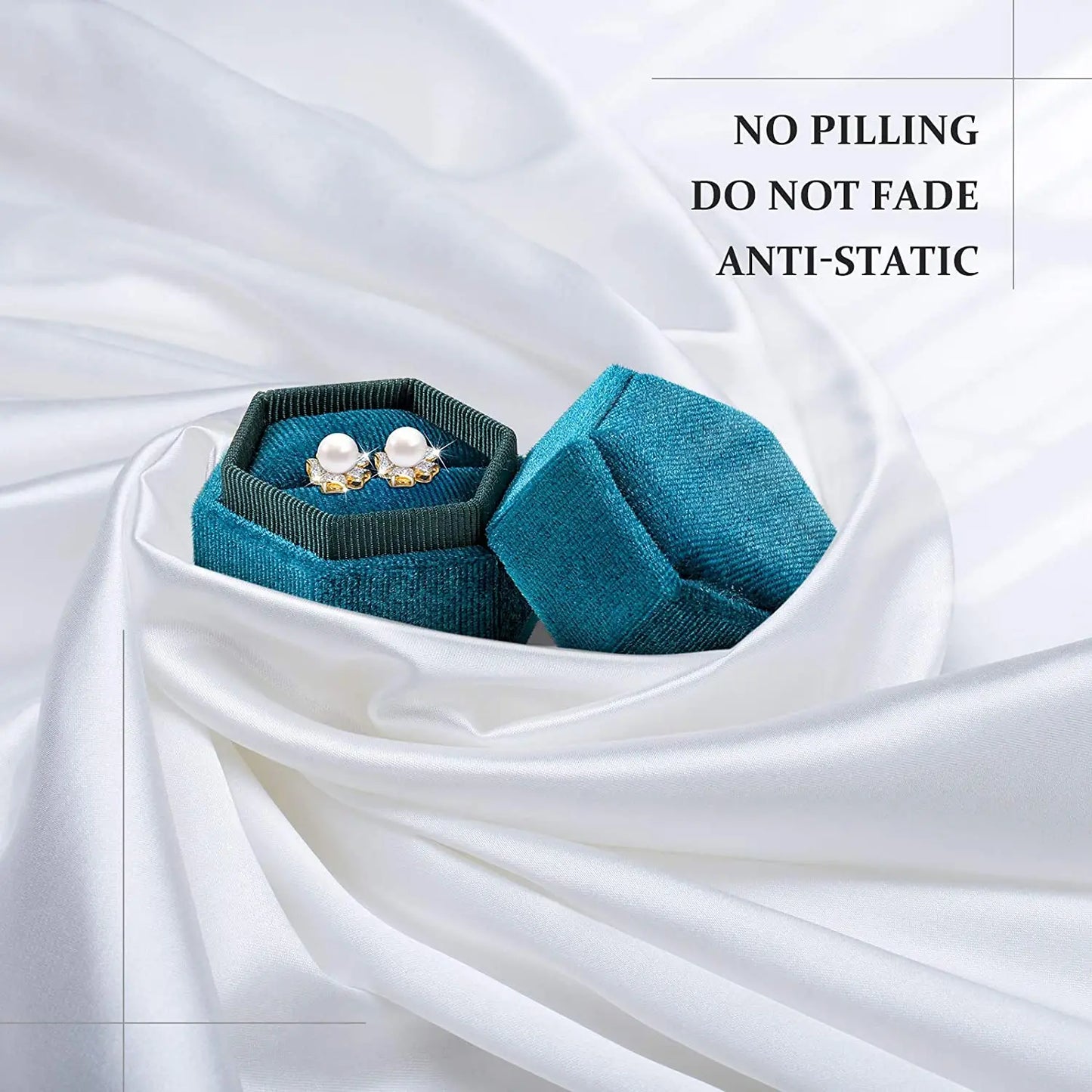 Hexagon Velvet Ring Box with Detachable Lid | Jewelry Holder