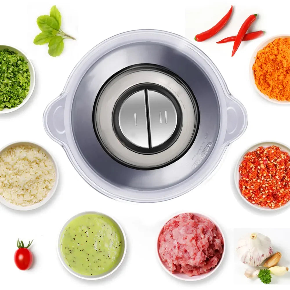 BioloMix 500W Electric Chopper & Meat Grinder – 2L Stainless Steel, 2 Speeds Kitchen Appliance Peaceful Pleasures Health and Wellness