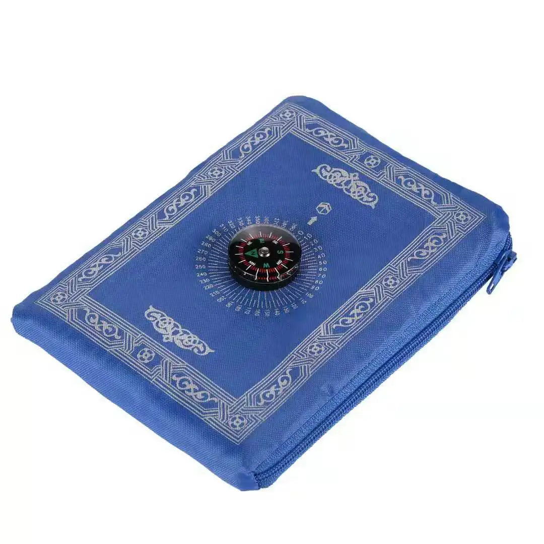Portable Muslim Travel Prayer Mat with Compass & Booklet