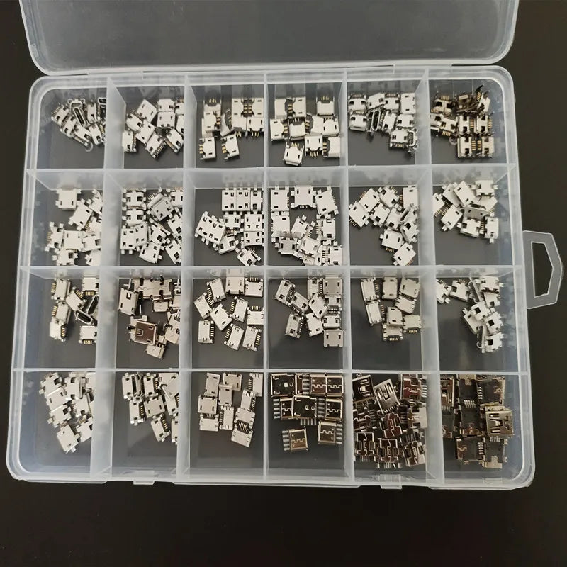 240 Pcs/Box 24 Models Micro USB Box MINI Android Mobile Phone Charging Accessories Connector Socket Jack MP3/4/5 Peaceful Pleasures Health and Wellness