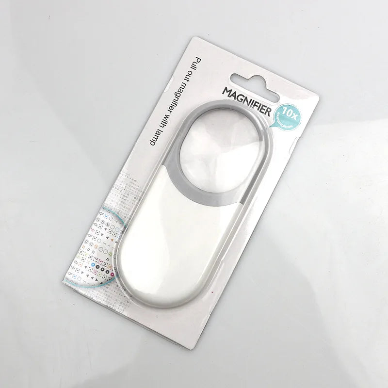 10X Mini Pocket Jewelry Loupe Pull Type Magnifier with Led Light reading Magnifier Ultra-Thin Magnifying Mirror Repair Peaceful Pleasures Health and Wellness