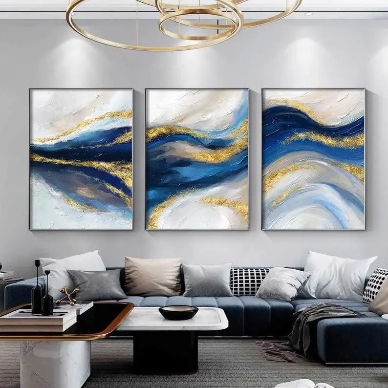 Wall Art Pictures for Home Decoration, 3 Panel, Hand Painted, Acrylic, Oil Painting on Canvas, Posters for Living Room, Sofa Peaceful Pleasures Health and Wellness No frame 4 70cmx90cmx3
