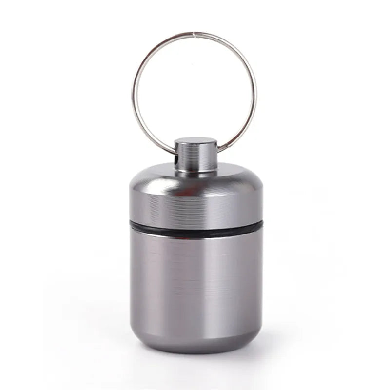 Mini Portable Aluminium Pill Case Keychain Outdoor Pocket Pill Box Container Carry Bottle Case Hearing Protection Earplugs Box Peaceful Pleasures Health and Wellness