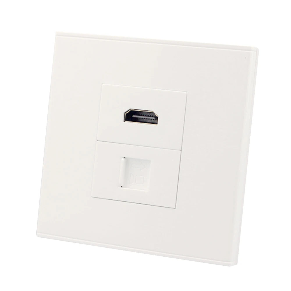 White Wall Outlet HDMI With CAT6 RJ45 Female To Female Wall Panel Network Extender Peaceful Pleasures Health and Wellness