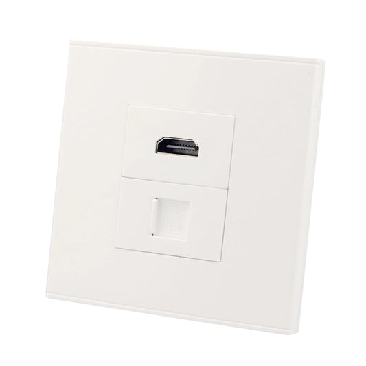 White Wall Outlet HDMI With CAT6 RJ45 Female To Female Wall Panel Network Extender Peaceful Pleasures Health and Wellness