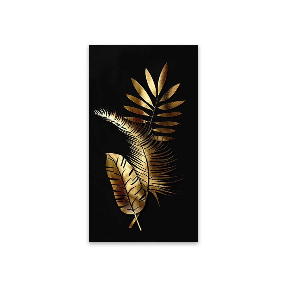 Abstract Golden Leaves and Flower Tree Oil Painting on Canvas Posters and Prints Wall Art Pictures for Living Room Cuadros Decor Peaceful Pleasures Health and Wellness QP10191 custom size
