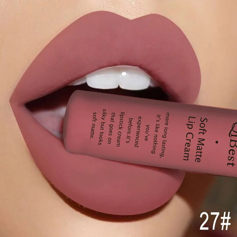 QiBest 34 Colors Matte Liquid Lipstick – Waterproof & Long Lasting