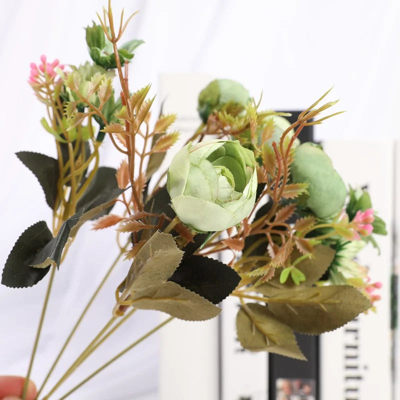 Artificial Silk Rose Bouquet for Wedding & Home Decor (1–5 Pcs)