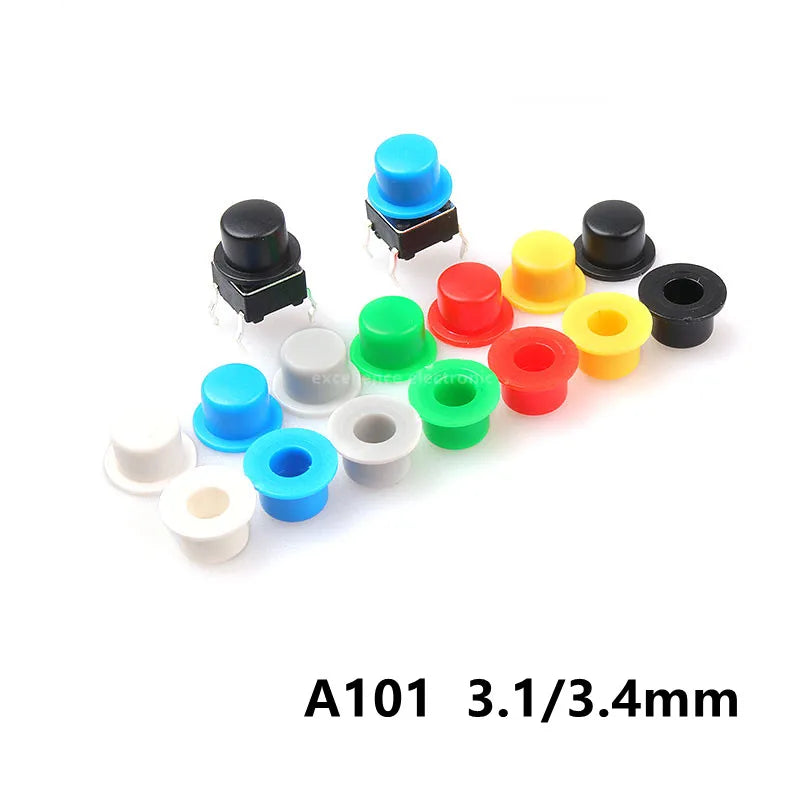 100PCS 6*6 Tact Switch A101 Button Switch Round Caps Push Key Cap Size 4.5mm*7.4mm inner diameter 3.1 / 3.4mm Peaceful Pleasures Health and Wellness 3.1 Gray