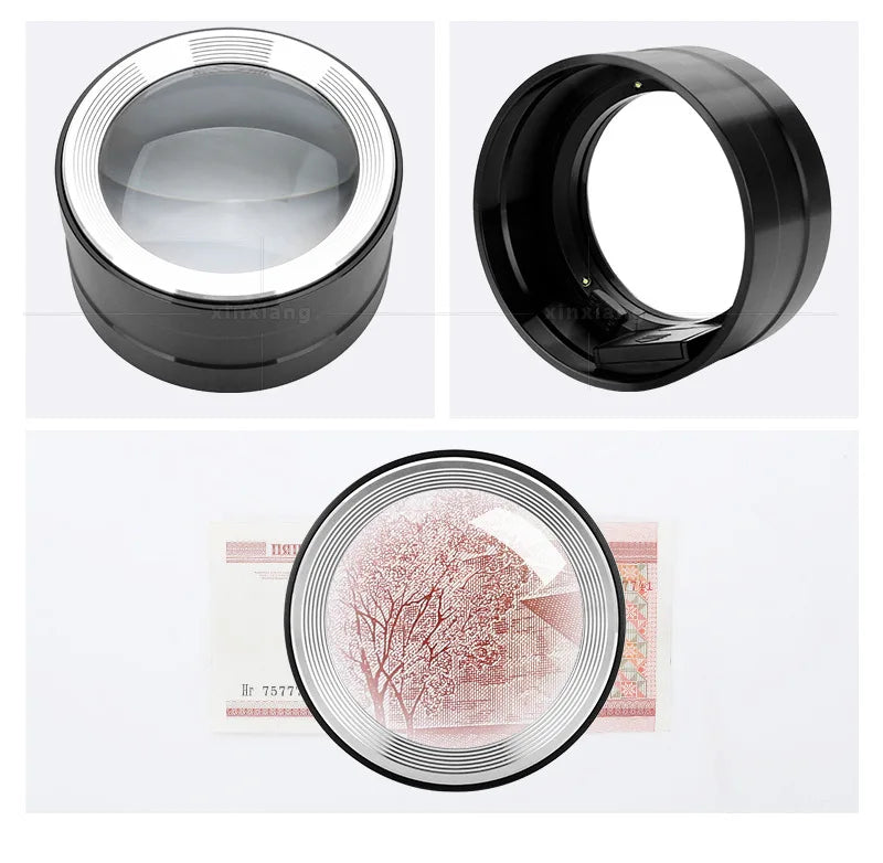 All metal 5 times cylinder 3 LED lights K9 optical glass lens reading magnifier handicraft tabletop Paperweight Peaceful Pleasures Health and Wellness