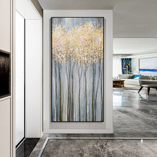 Custom Handmade Canvas Oil Painting Fortune Tree Modern Small Luxury Home Decorative Art Mural Bedroom Living Room Hotel Office Peaceful Pleasures Health and Wellness