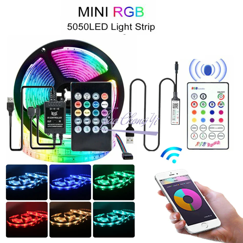 RGB LED Strip Light 5V USB TV Backlight 5050 SMD Bluetooth 1M–5M