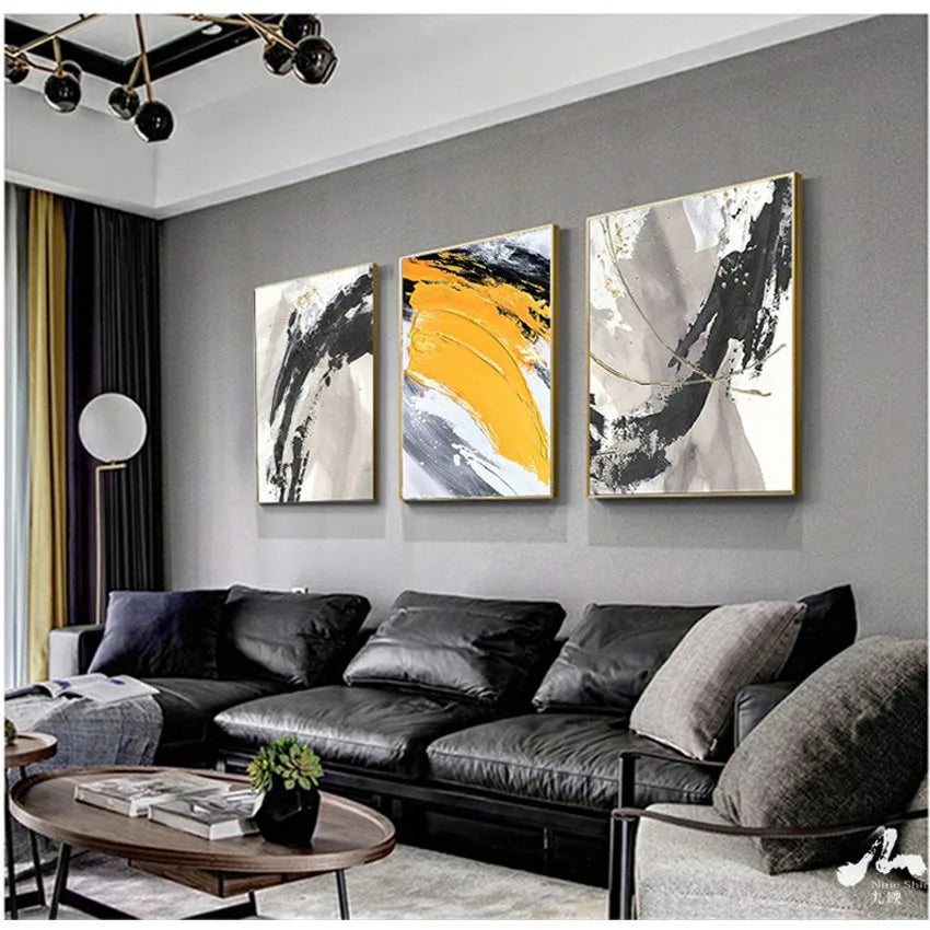 Wall Art Pictures for Home Decoration, 3 Panel, Hand Painted, Acrylic, Oil Painting on Canvas, Posters for Living Room, Sofa Peaceful Pleasures Health and Wellness