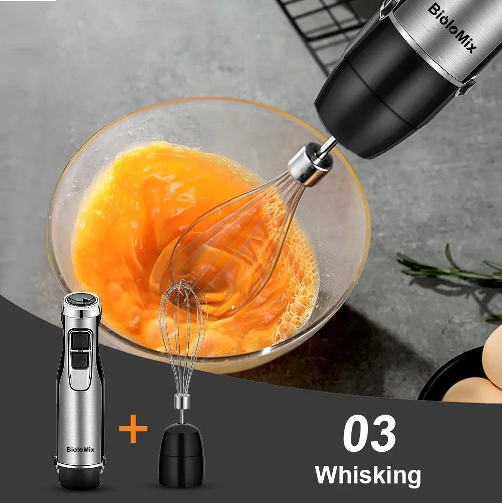 BioloMix 4 in 1 High Power 1200W Immersion Hand Stick Blender Mixer Includes Chopper and Smoothie Cup Stainless Steel Ice Blades Peaceful Pleasures Health and Wellness