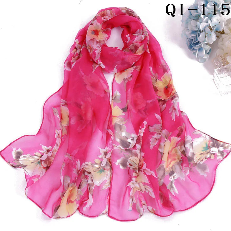Multiple Lotus Leaf Flower Chiffon Georgette Bandana Scarf Women