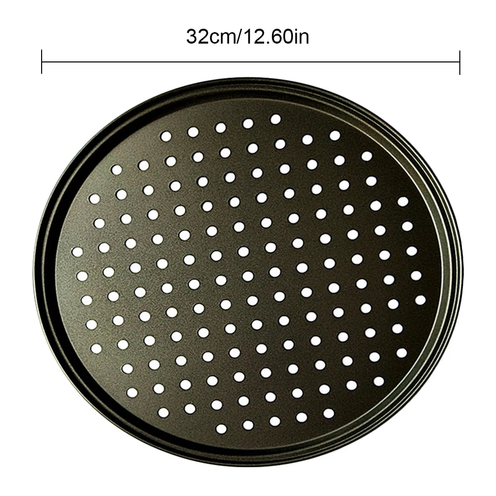 26/28/32CM Carbon Steel Non-stick Pizza Baking Pan Mesh Tray Plate Round Deep Dish Pizza Pan Tray Mould Bakeware Baking Tool Peaceful Pleasures Health and Wellness