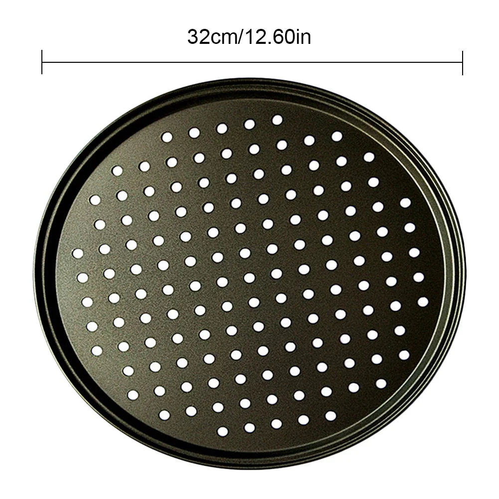Carbon Steel Non-Stick Pizza Pan Mesh Tray 26/28/32cm