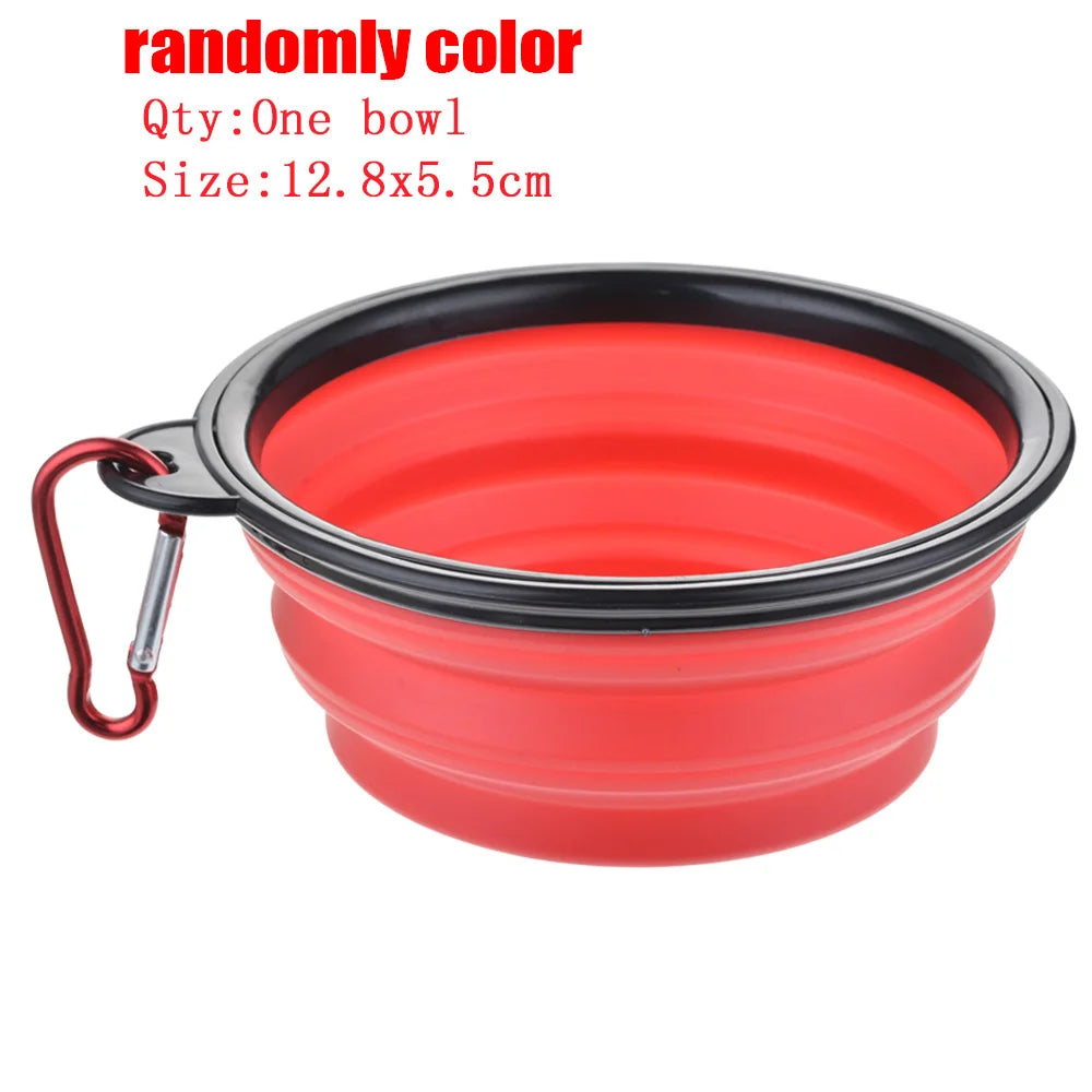 2-in-1 Portable Pet Water & Food Container with Foldable Silicone Bowl | Travel Dog & Cat Feeder – 350ml + 250g