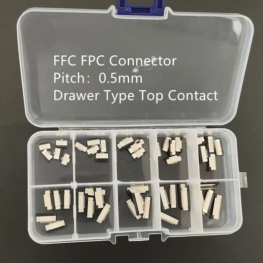 50pcs FFC FPC Connector 0.5mm 4/6/8/10/12/14/16/18/20/22 Pin Drawer Type Top Contact Flat Cable Connector Socket Sets Peaceful Pleasures Health and Wellness Default Title