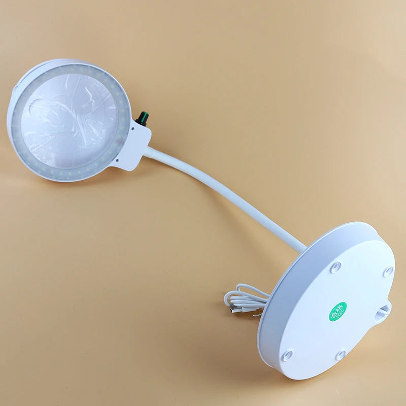 USB Rechargeable Desktop Magnifying Glass 3X, 10X, 2X, 13X Clip-type Desktop Magnifying Glass with Strong LED Light Peaceful Pleasures Health and Wellness