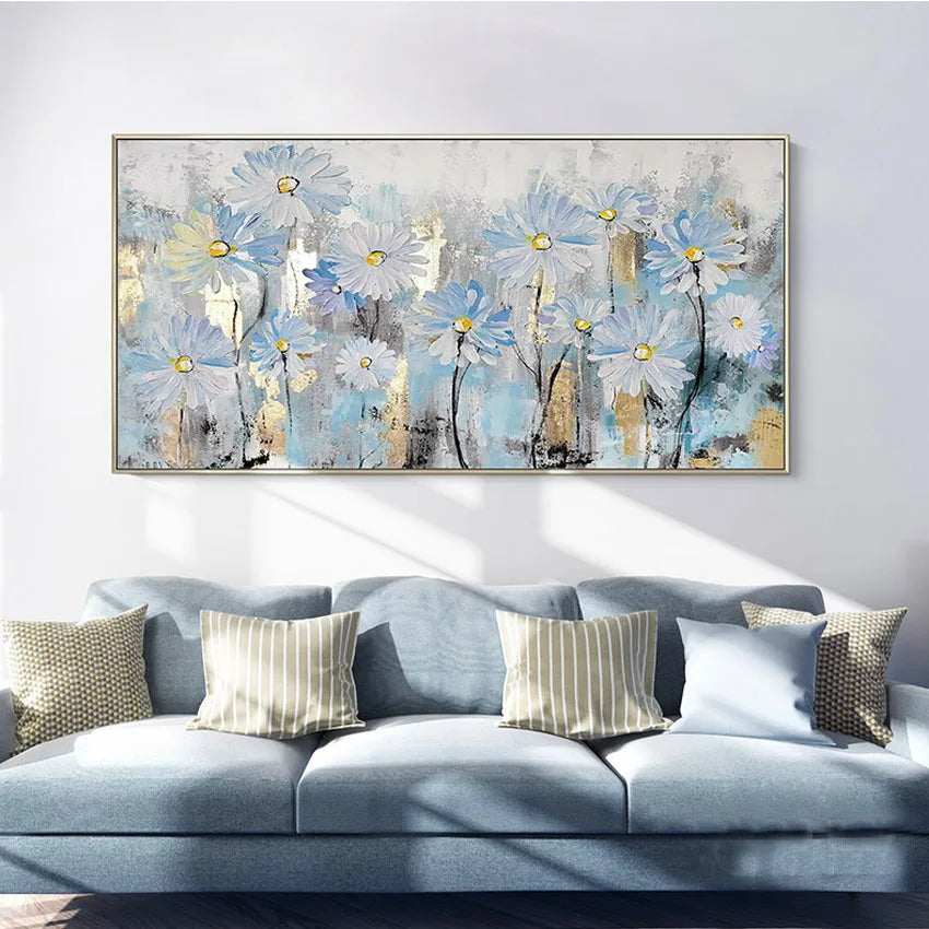 Beautiful flower canvas oil painting art pictures are 100% handmade and customized hung in the hotel restaurant living room Peaceful Pleasures Health and Wellness