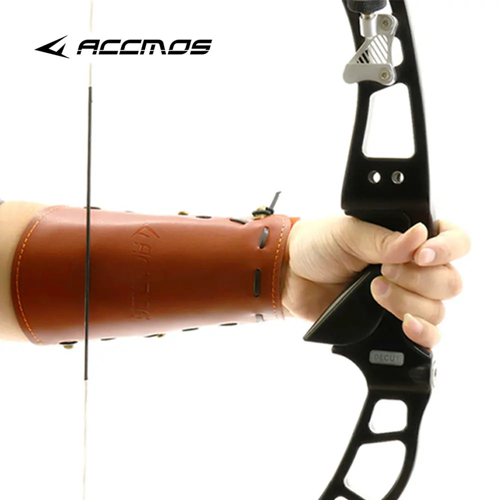 Traditional PU Leather Archery Cowhide Arm Guard Handguard Hunting