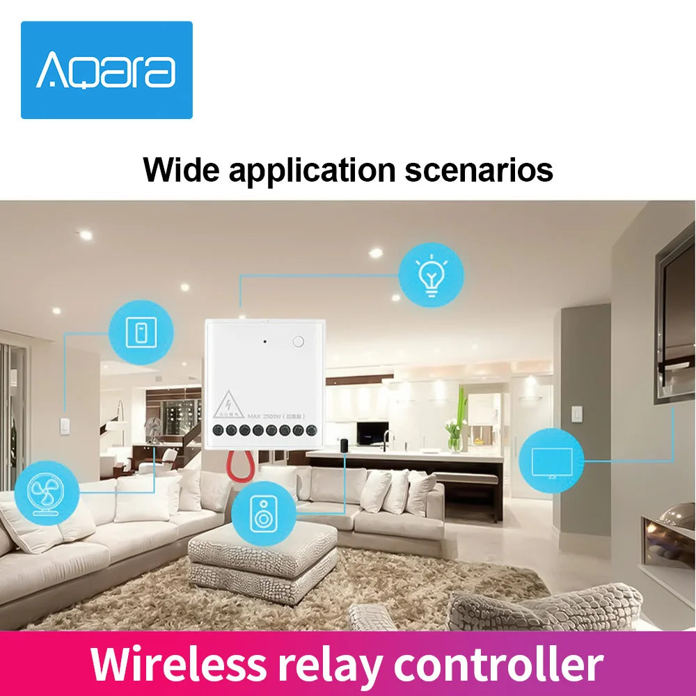 Aqara Two-way Control Module Wireless Relay Switch Controller 2 Channels Work For Mi Home App HomeKit Smart Timer Peaceful Pleasures Health and Wellness
